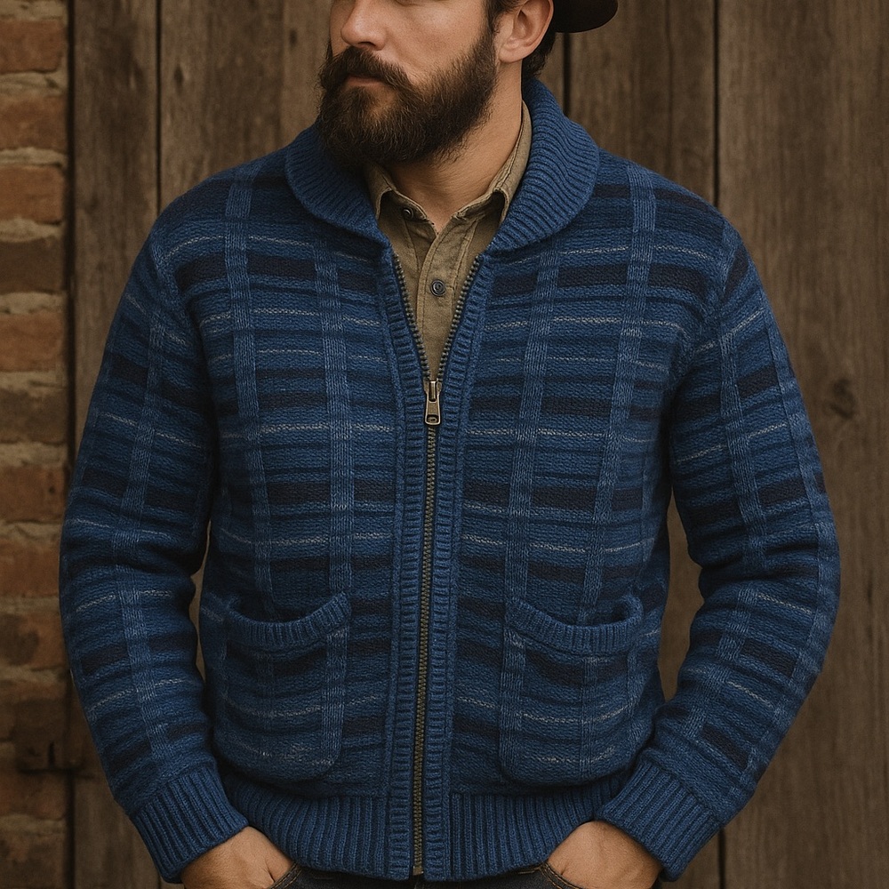 RRL Ralph Lauren Sweater Mens Medium Cardigan Chunky Linen Wool Heritage NEW